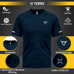 Toro Activa Youth Melange Performance Tee 3-Pack - Blue - fabric detail