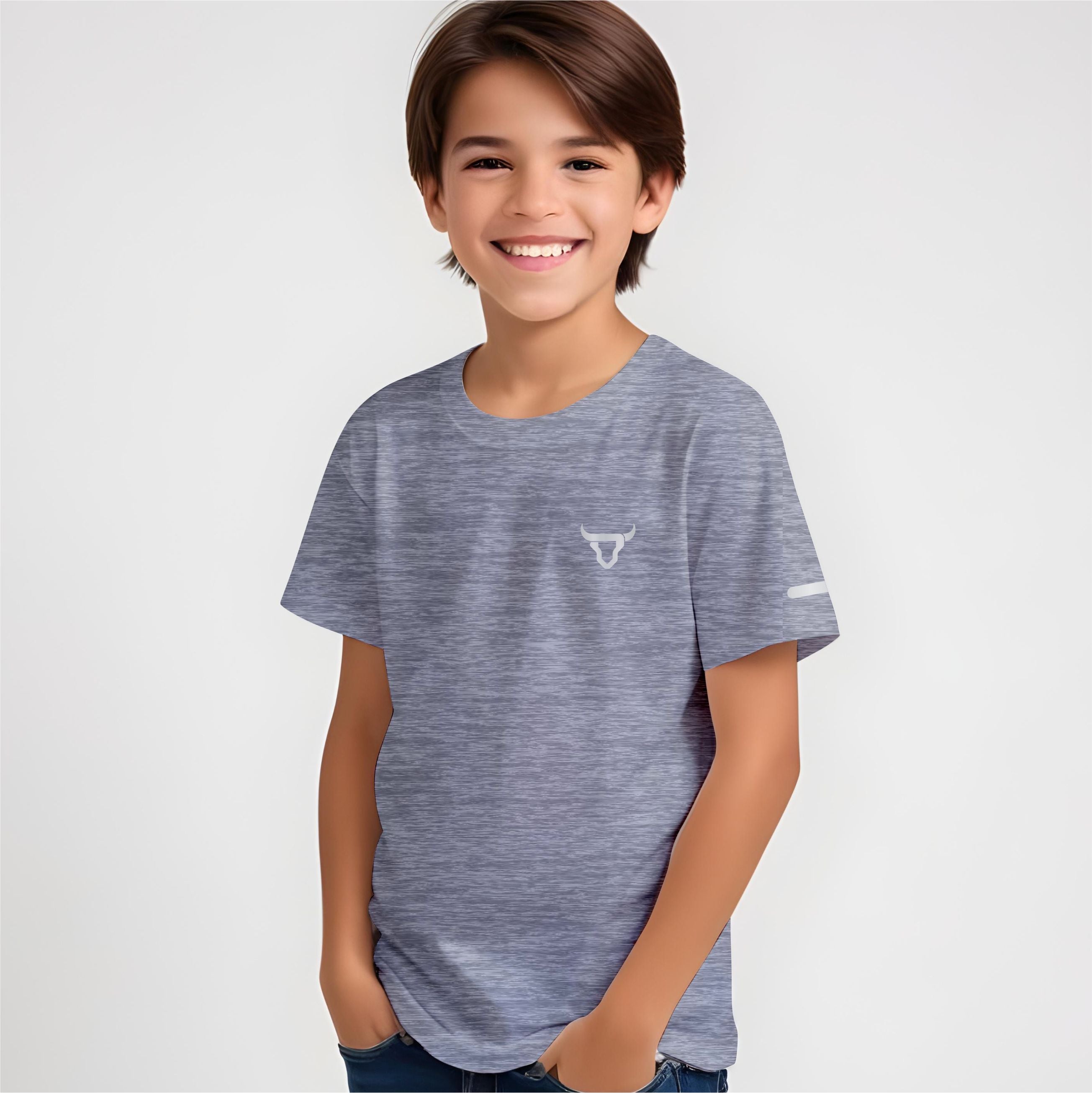 Toro Activa Youth Melange Performance Tee 3-Pack - Grey - front view
