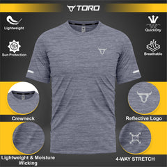 Toro Activa Youth Melange Performance Tee 3-Pack - Grey - fabric detail