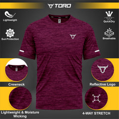 Toro Activa Youth Melange Performance Tee 3-Pack - Maroon - fabric detail
