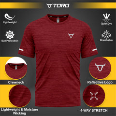 Toro Activa Youth Melange Performance Tee 3-Pack - Red - fabric detail