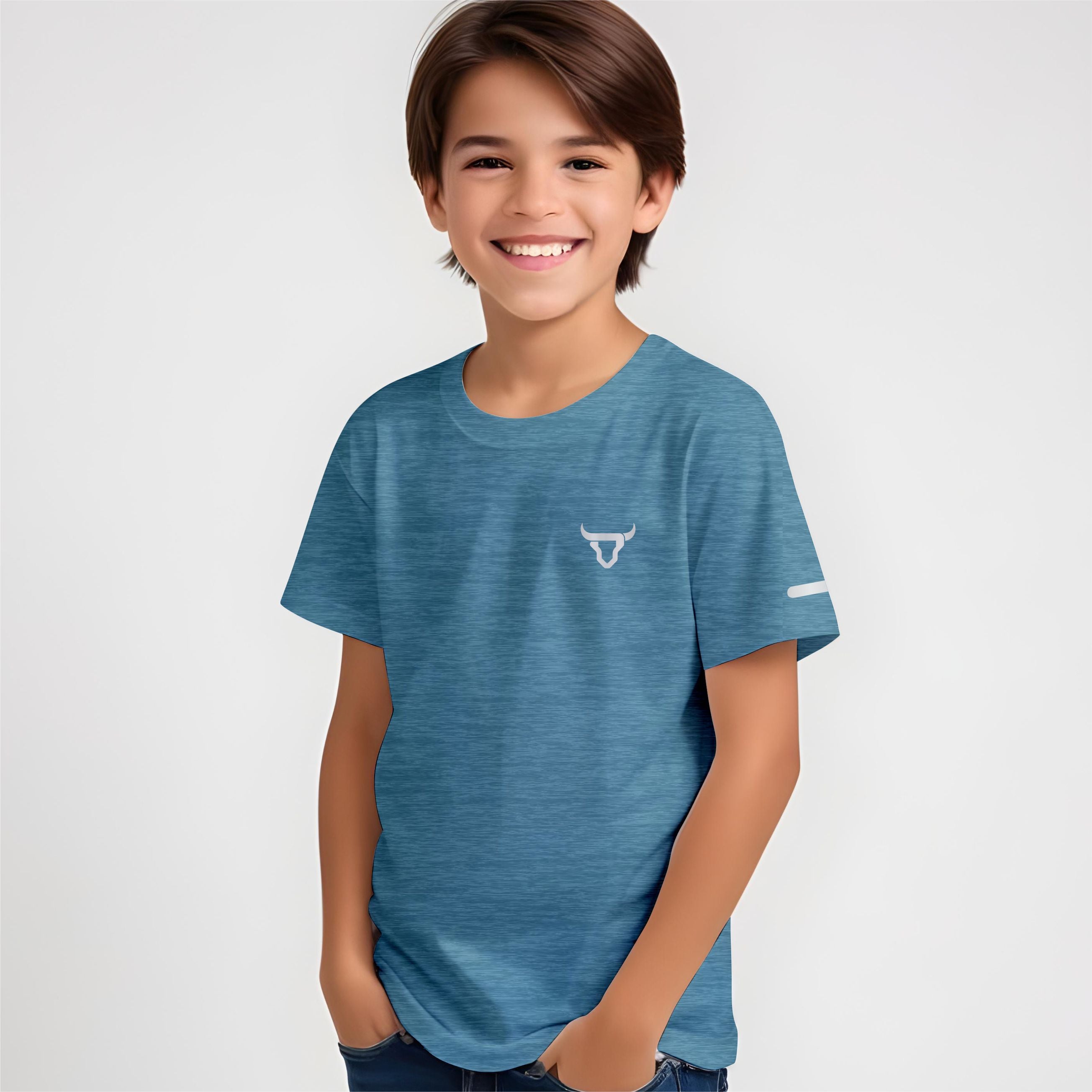Toro Activa Youth Melange Performance Tee 3-Pack - Teal - front view