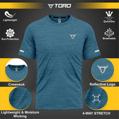 Toro Activa Youth Melange Performance Tee 3-Pack - Teal - fabric detail