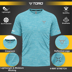 Toro Activa Youth Melange Performance Tee 3-Pack - Blue - back view