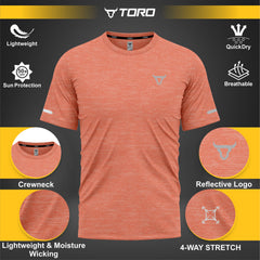 Toro Activa Youth Melange Performance Tee 3-Pack - Orange - back view