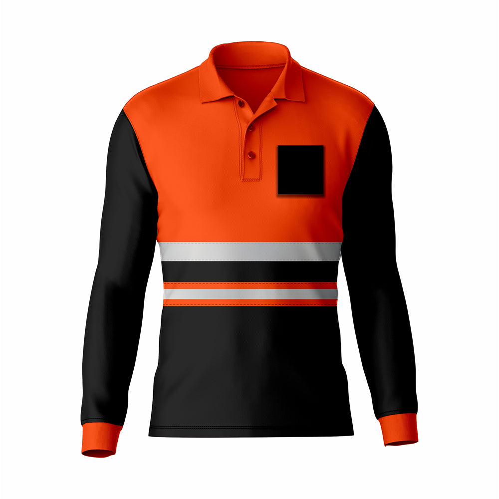 Toro Activa High Visibility Safety Work Wear Short Sleeve Polo Shirt PF101 Orange Navy TORO ACTIVA