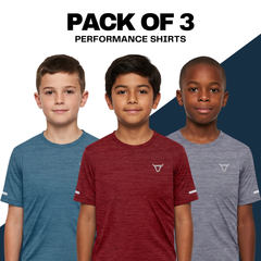 Toro Activa Youth Melange Performance Tee 3-Pack - Grey Teal Red - pack shot