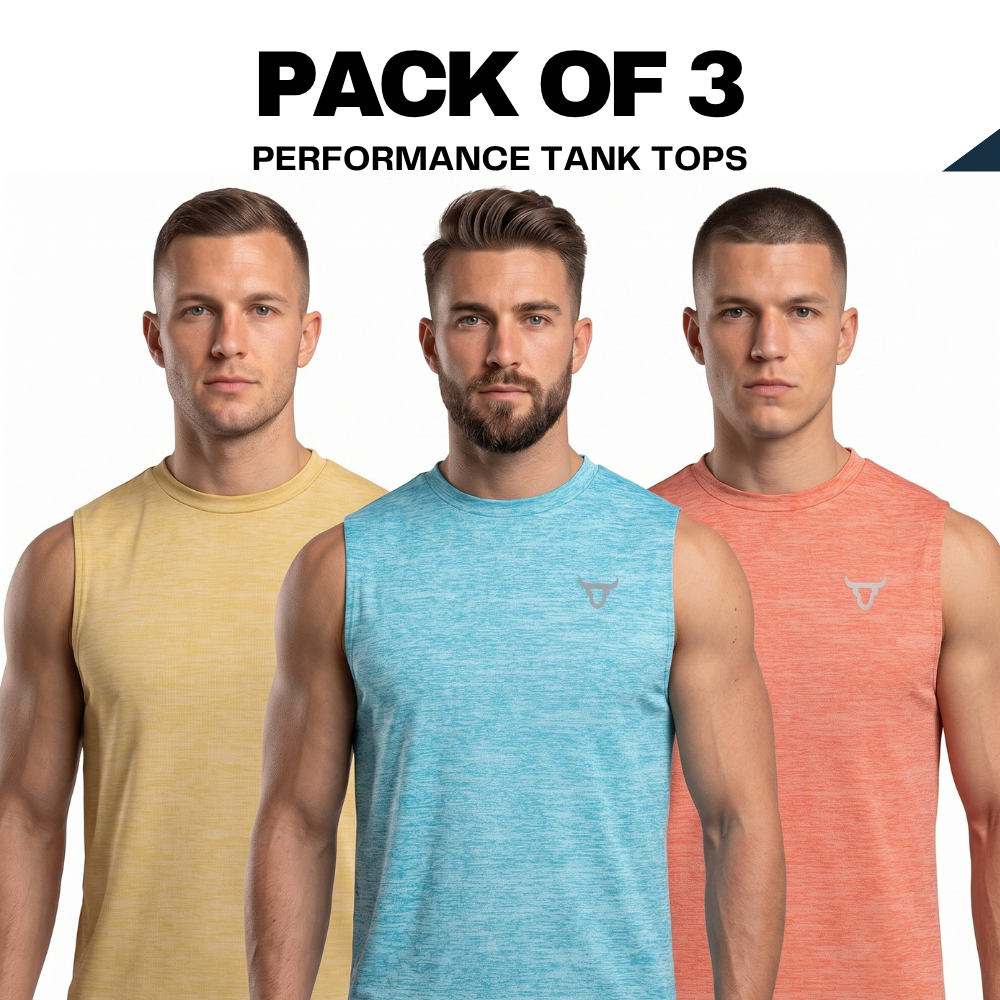 Toro Activa Essentials Melange Performance Tank Top 3-Pack - Orange/Blue/Yellow TORO ACTIVA