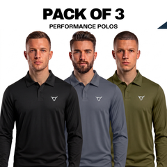 Toro Activa Performance Long Sleeve Polo 3-Pack - Black/Grey/Olive TORO ACTIVA