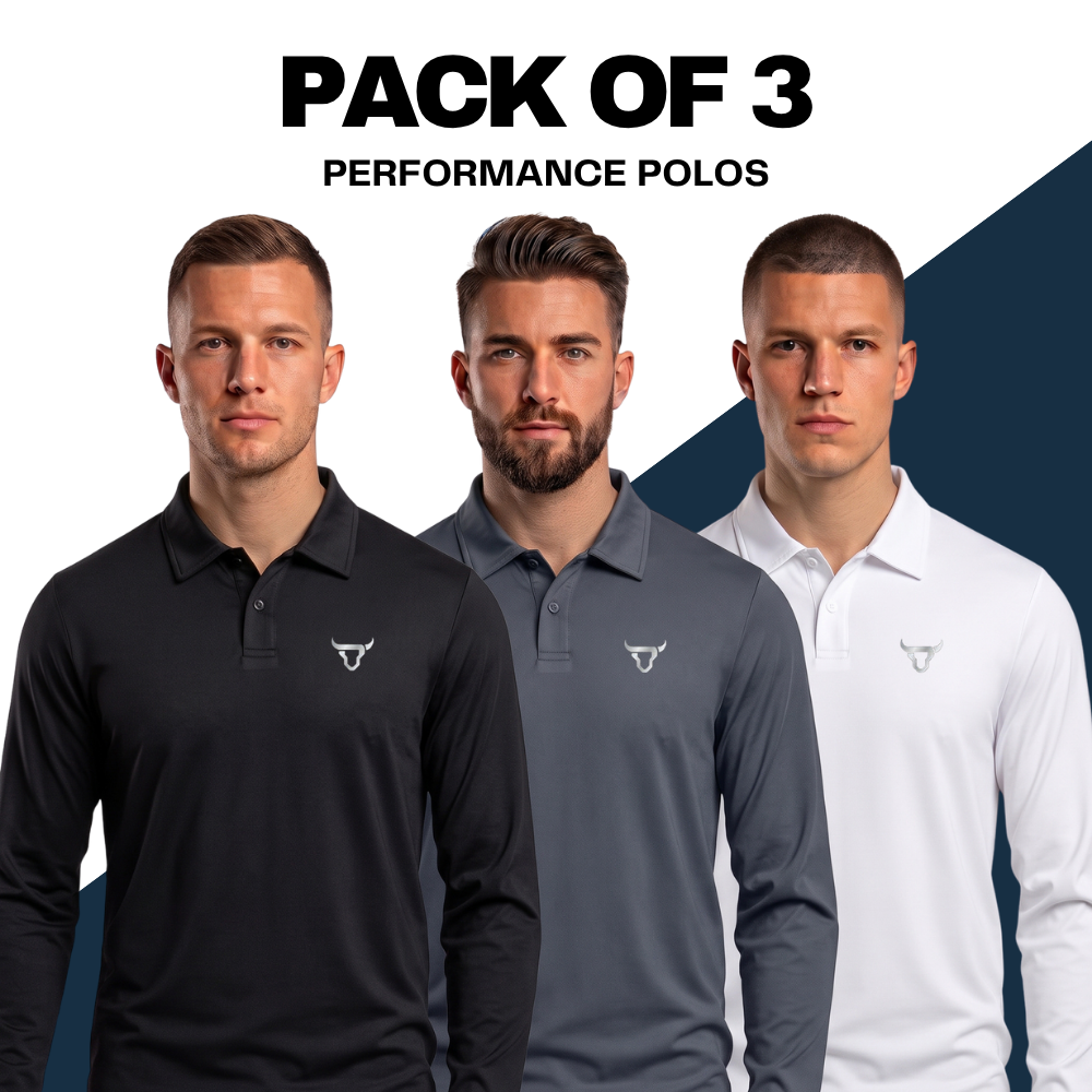 Toro Activa Performance Long Sleeve Polo 3-Pack - Black/Grey/White TORO ACTIVA
