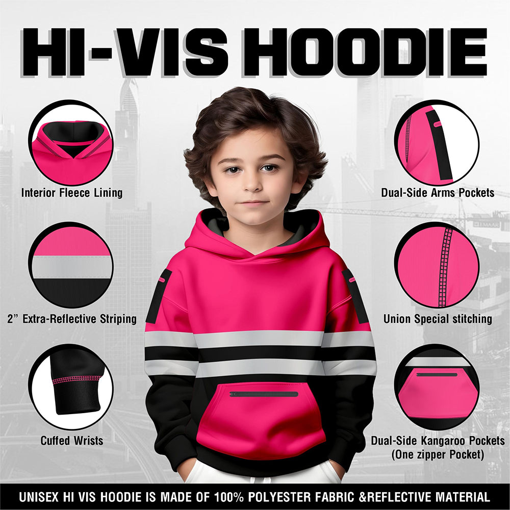 Toro Activa Hi-Vis Fleece Pullover Hoodie 1006 Kids - Pink/Black TORO ACTIVA