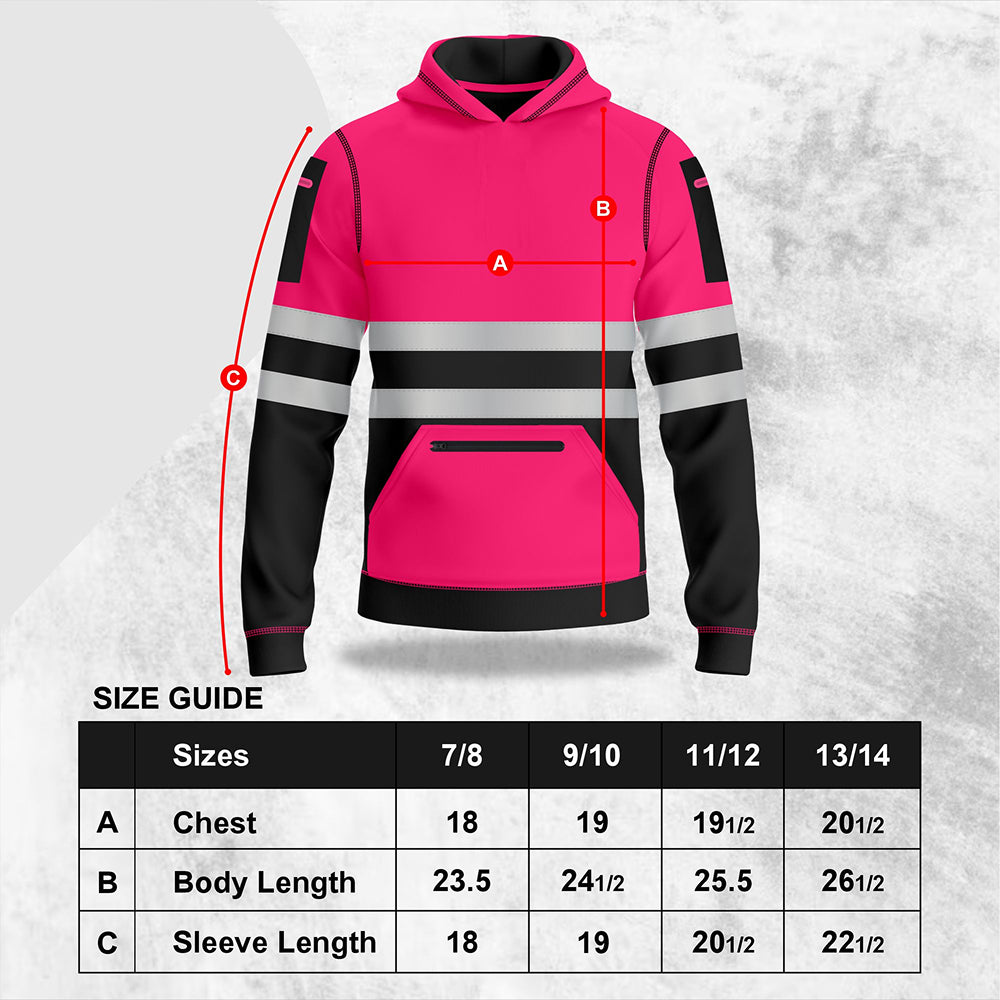 Toro Activa Hi-Vis Fleece Pullover Hoodie 1006 Kids - Pink/Black TORO ACTIVA