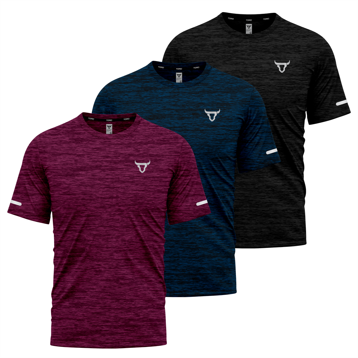 Toro Activa Youth Melange Performance Tee - 3-Pack Bundle Maroon Black Blue TORO ACTIVA