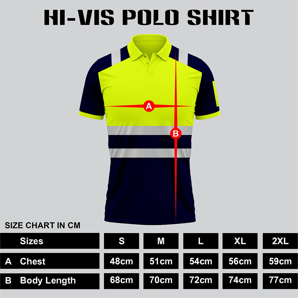 High Visibility Short Sleeve Polo Shirt P101 - Yellow/Navy TORO ACTIVA