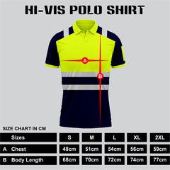 Yellow Navy Hi Vis Short Sleeve Polo Shirt P101 — Two-Tone 2XL TORO ACTIVA