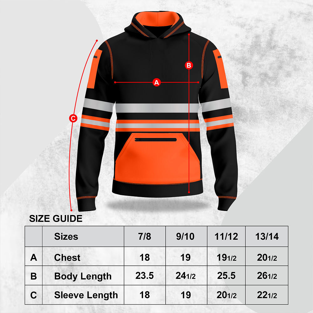 Toro Activa Hi-Vis Fleece Pullover Hoodie 1006 Kids - Orange/Black TORO ACTIVA