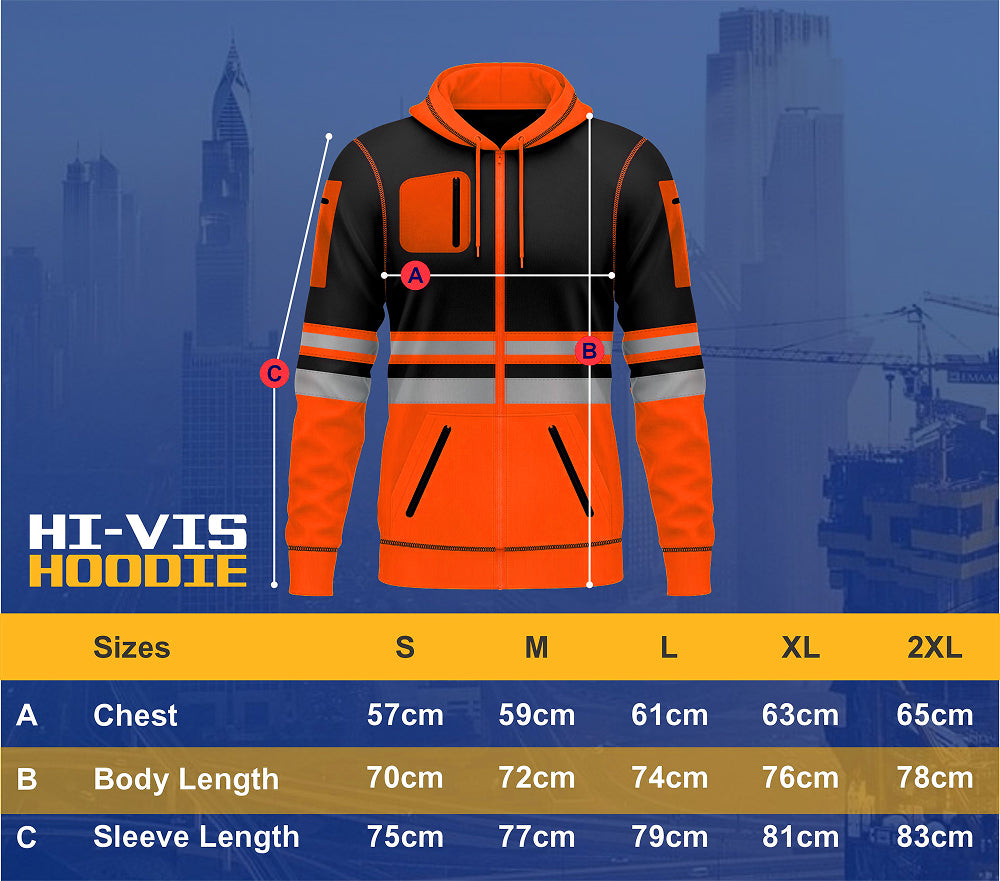 Toro Activa Hi-Vis Fleece Fullzip Pullover Hoodie 1013 - Orange/Black TORO ACTIVA