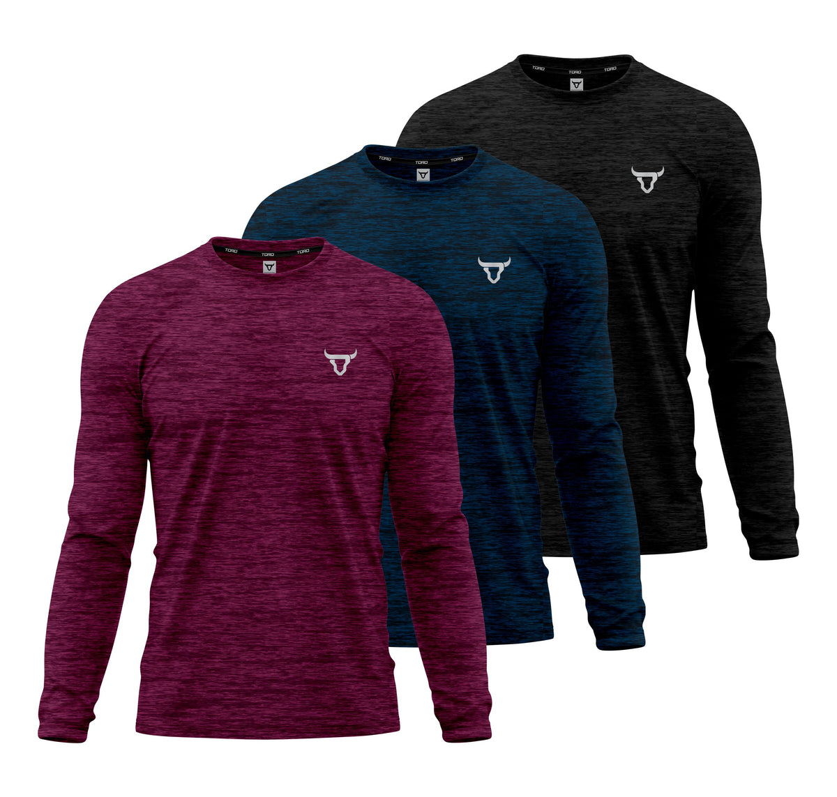 Toro Activa PrimeFlex Melange Long Sleeve Tee - 3 Colour Pack Maroon Black Blue TORO ACTIVA