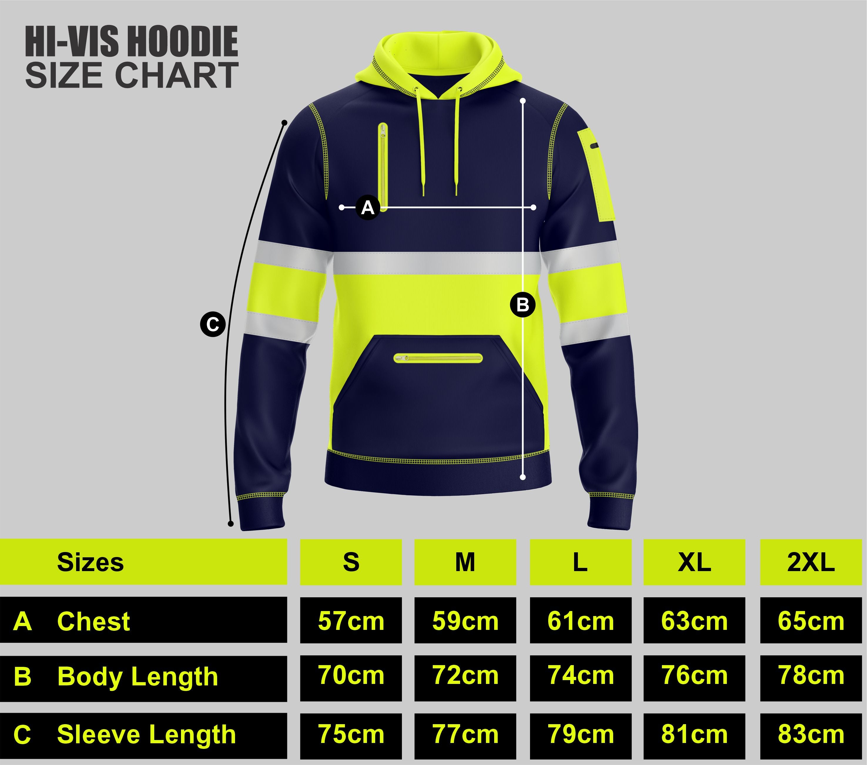 Hi-Vis Work Hoodie 1001 - Yellow/Navy | Fleece Workwear TORO ACTIVA