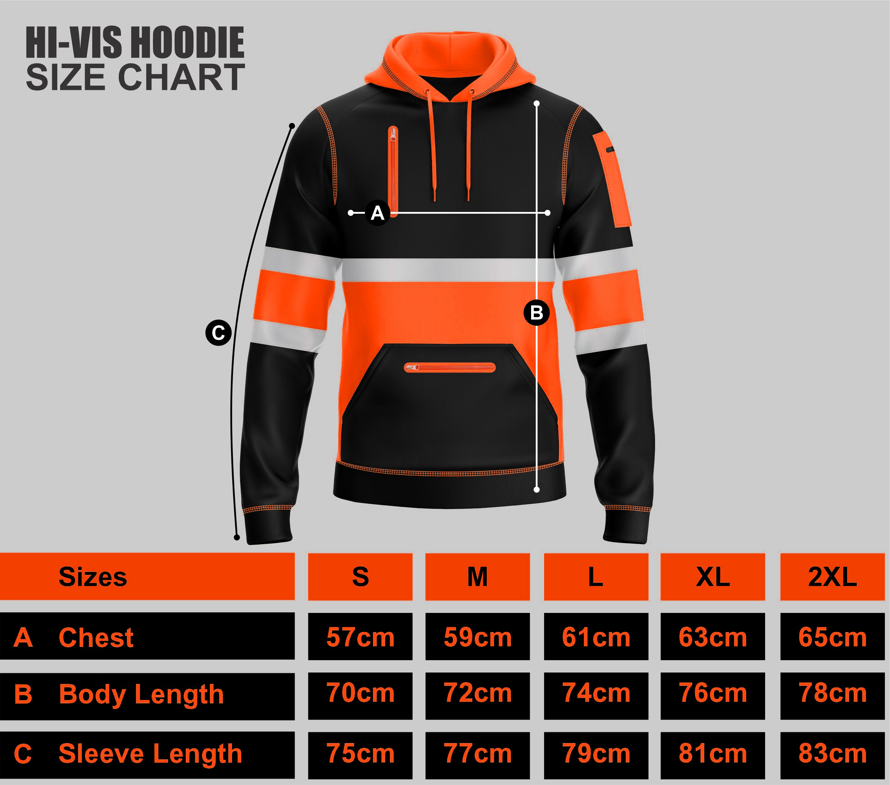 Hi-Vis Work Hoodie 1001 - Orange/Black | Fleece Workwear TORO ACTIVA