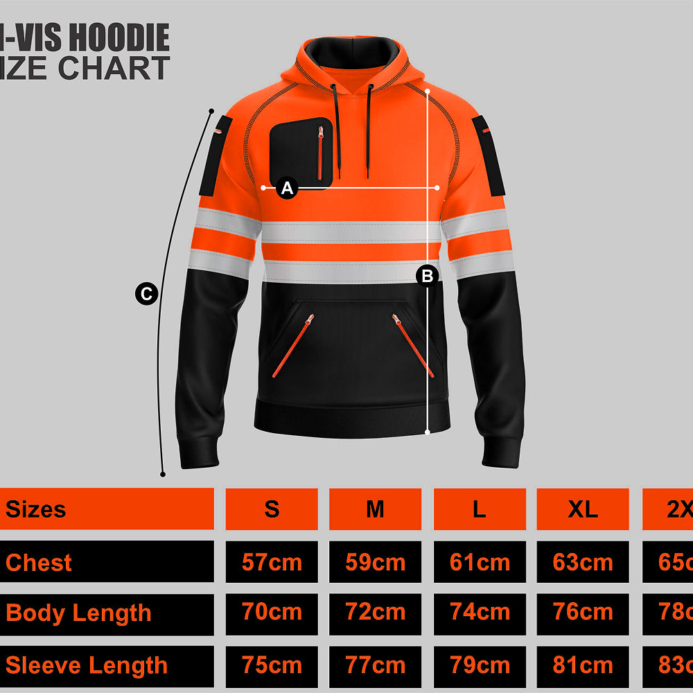 Toro Activa Hi-Vis Fleece Workwear Hoodie 3 - Orange/Black TORO ACTIVA