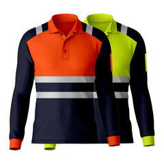 Hi Vis Long Sleeve Polo Shirt PF103 — Yellow or Orange TORO ACTIVA