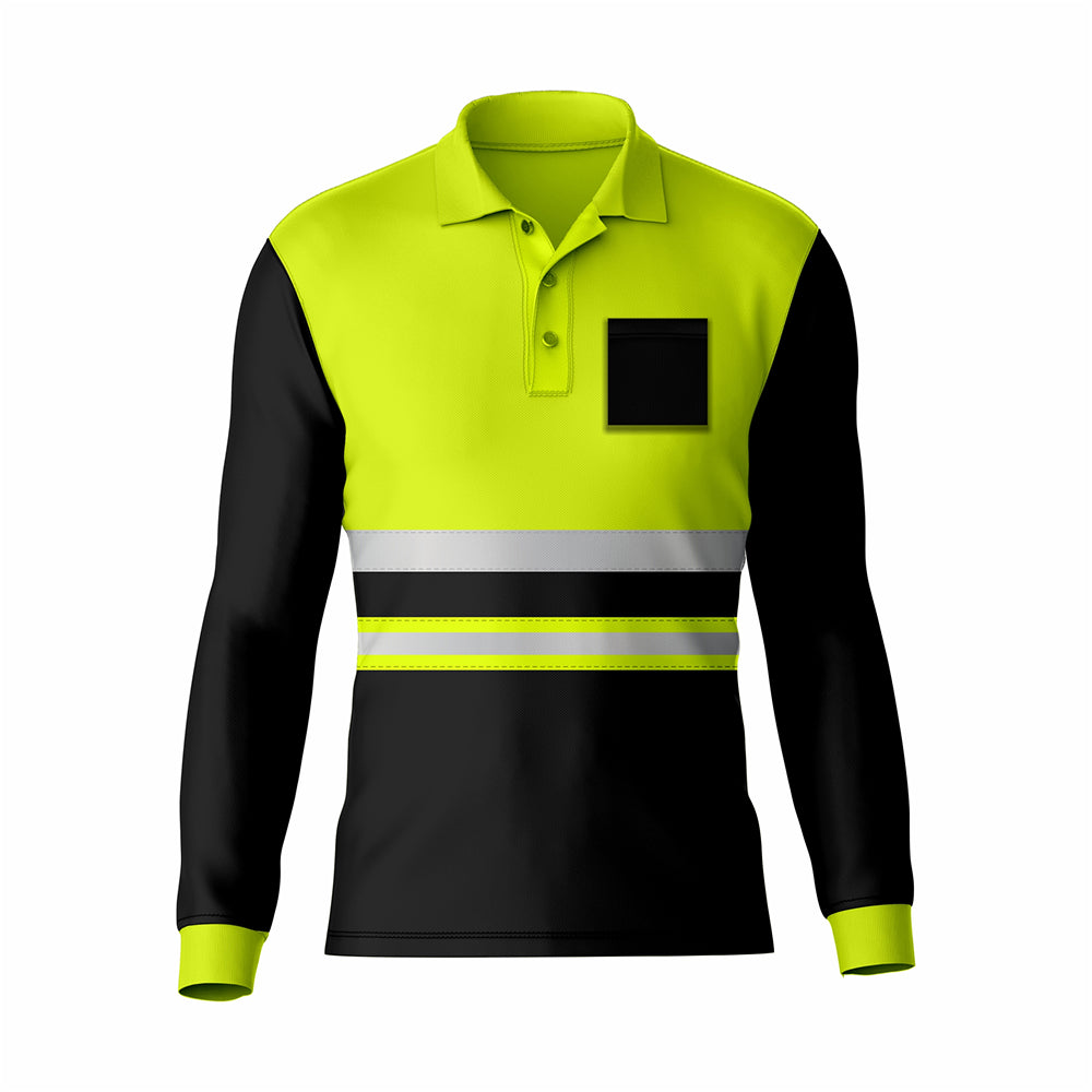 Toro Activa High Visibility Safety Work Wear Short Sleeve Polo Shirt PF101 Yellow Navy TORO ACTIVA