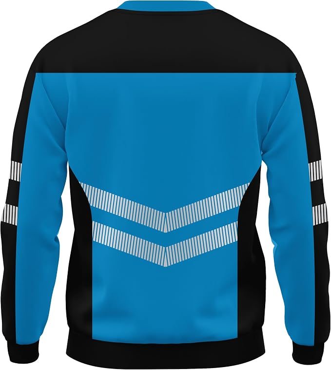 Hi-Vis Pullover Pockets Crew Neck Cuffed Sweatshirt - Black/Blue - product view
