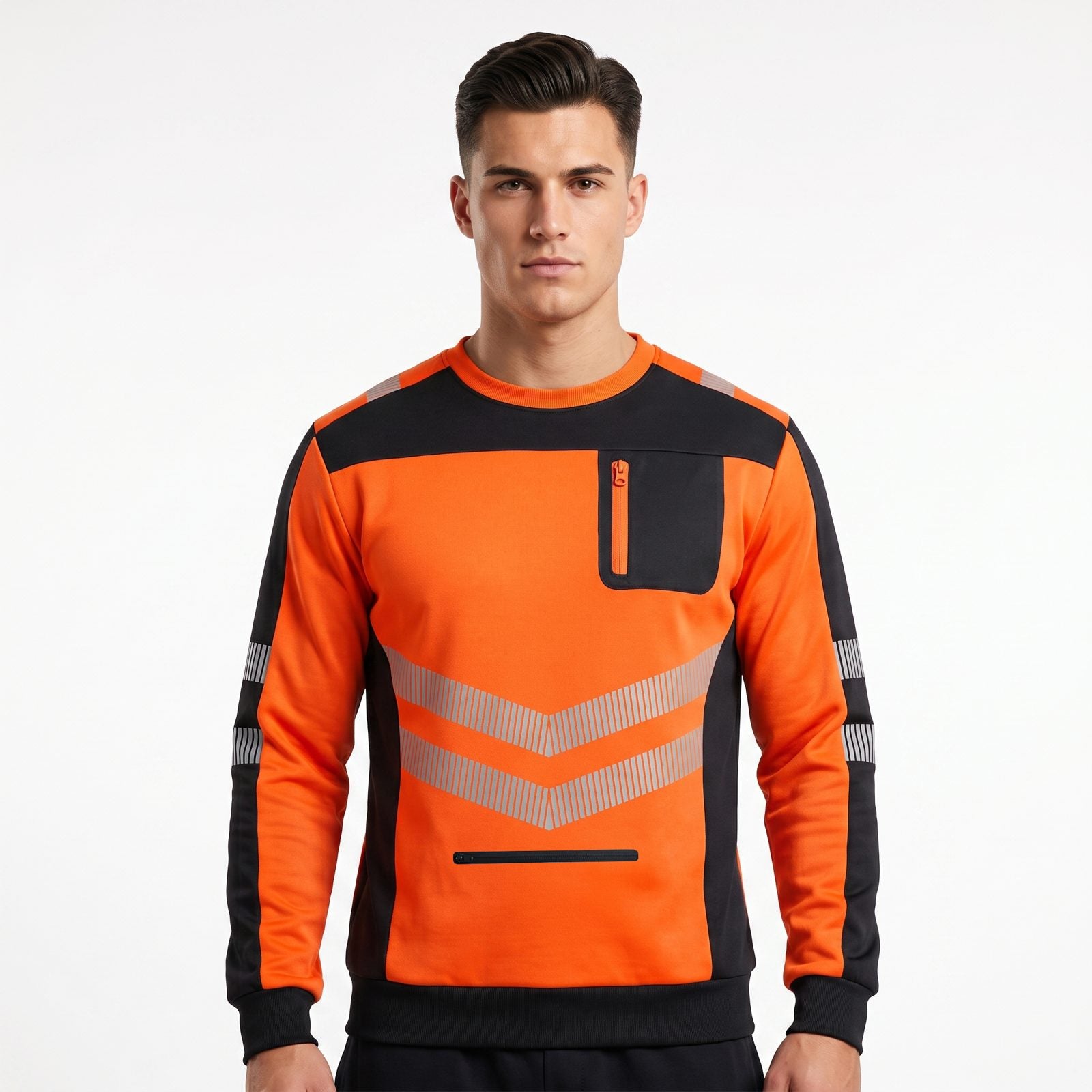 Toro Activa Hi-Vis Pullover Pockets Crew Neck Cuffed Sweatshirt - Black/Orange TORO ACTIVA