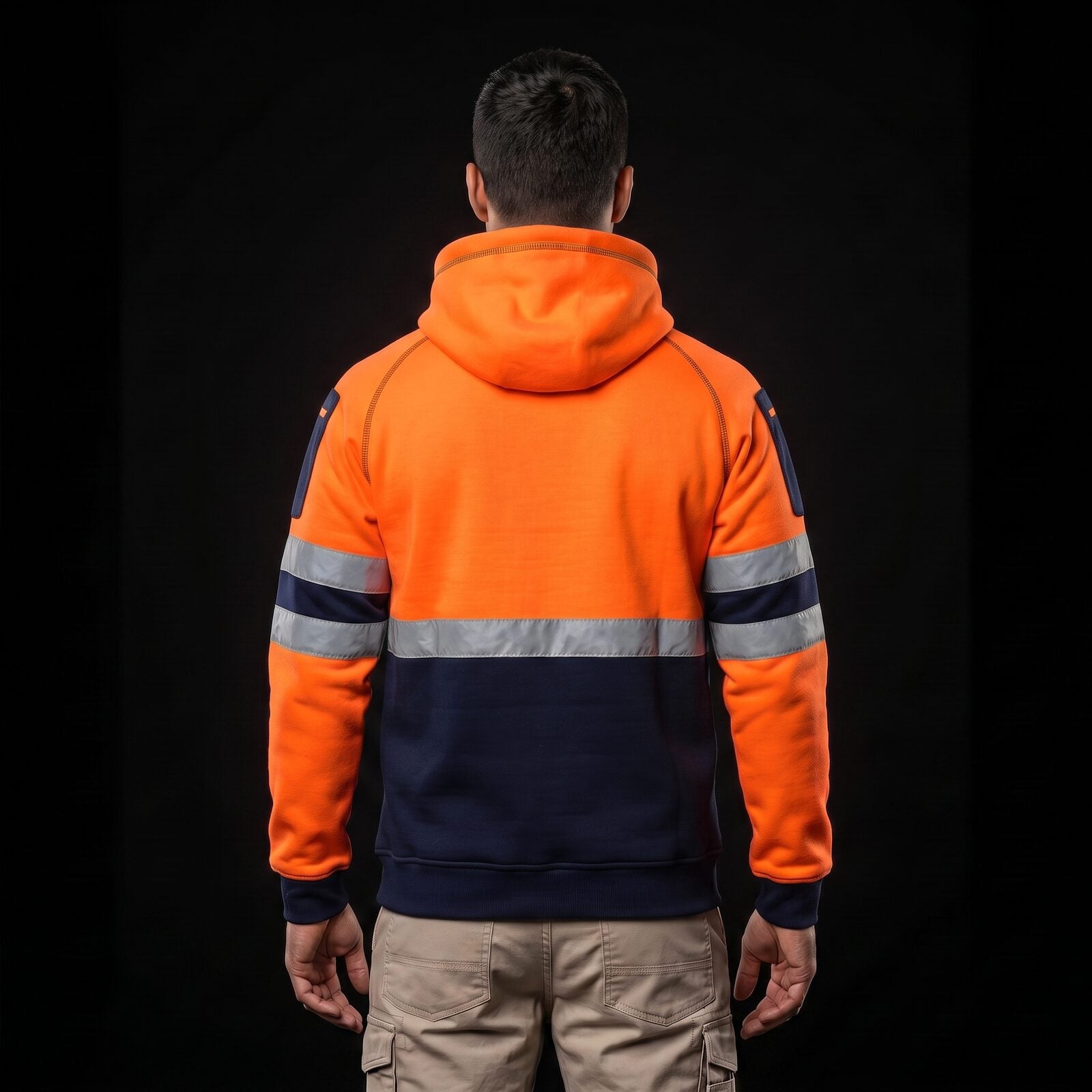Hi-Vis Fleece Zip Hoodie – Orange/Navy Workwear (S-5XL) TORO ACTIVA