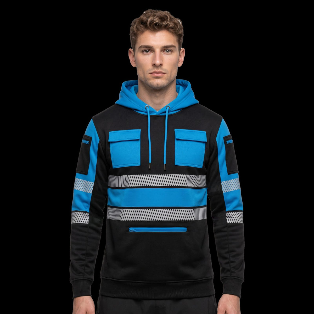 Toro Activa Mens Hi-Vis Pullover Hoodie 807 - Blue/Black TORO ACTIVA