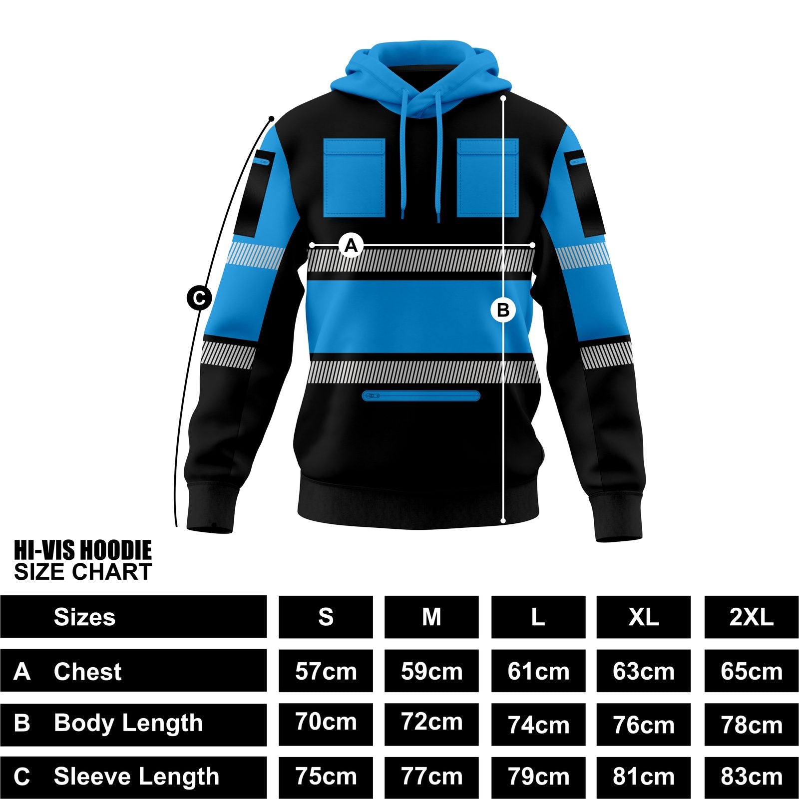 Toro Activa Mens Hi-Vis Pullover Hoodie 807 - Blue/Black TORO ACTIVA