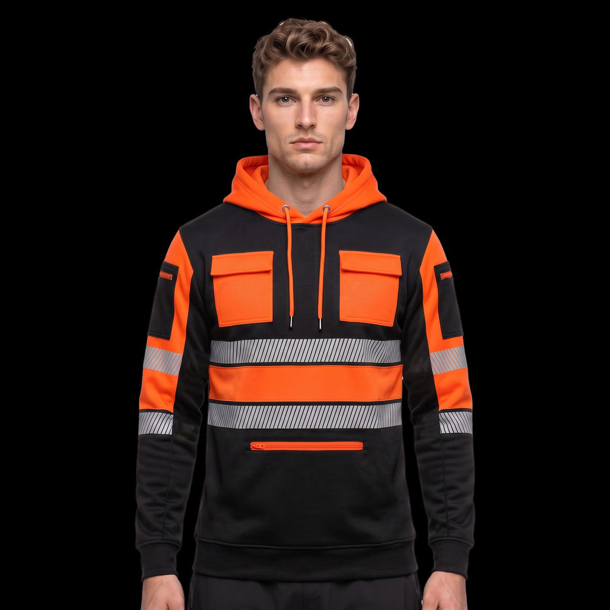 Toro Activa Mens Hi-Vis Pullover Hoodie 807 - Orange/Black TORO ACTIVA