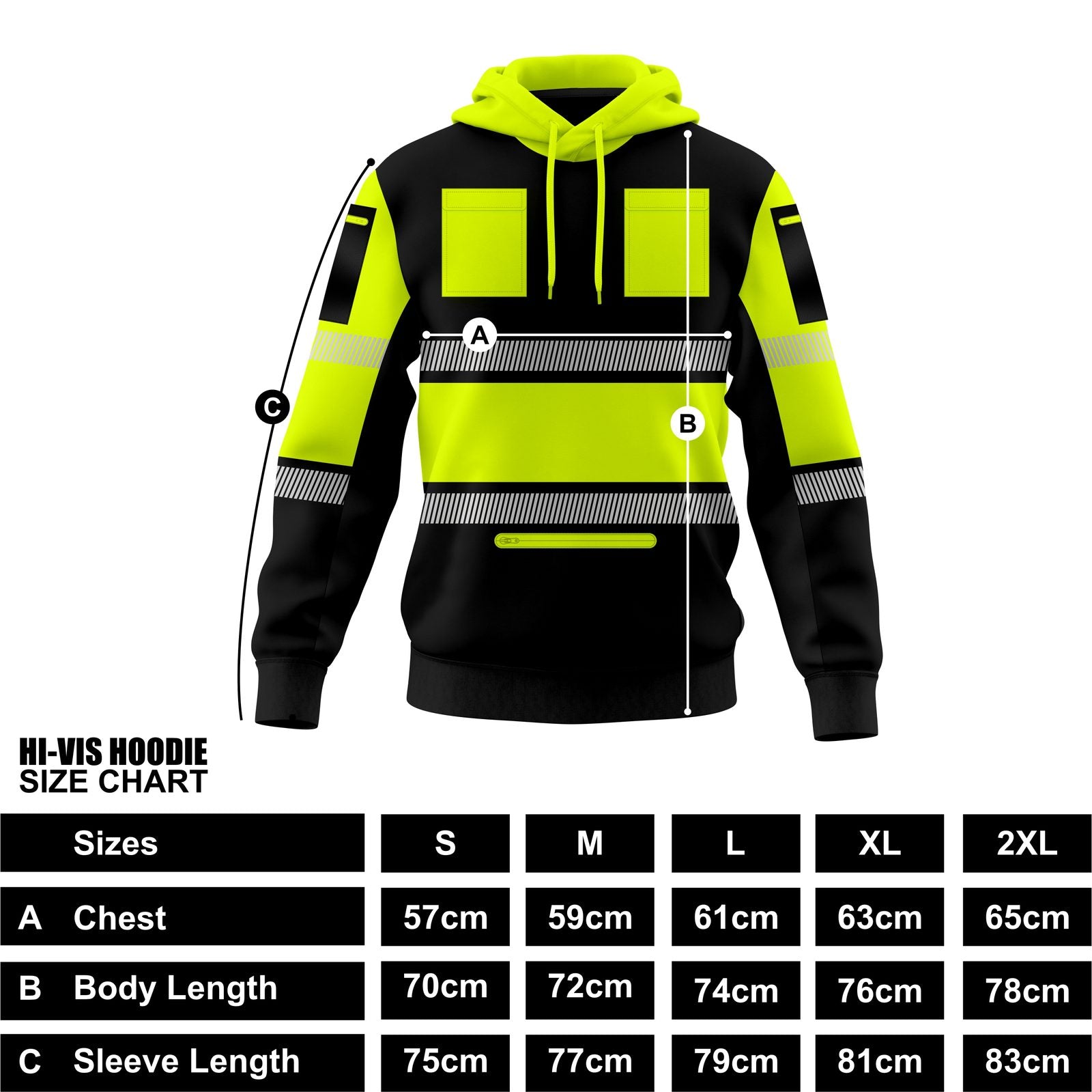 Toro Activa Mens Hi-Vis Pullover Hoodie 807 - Yellow/Black TORO ACTIVA