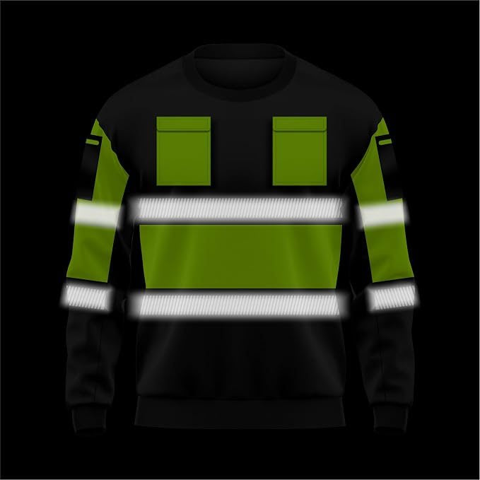 Yellow and Black Hi-Vis Long Sleeve Round Neck Sweatshirt - side view