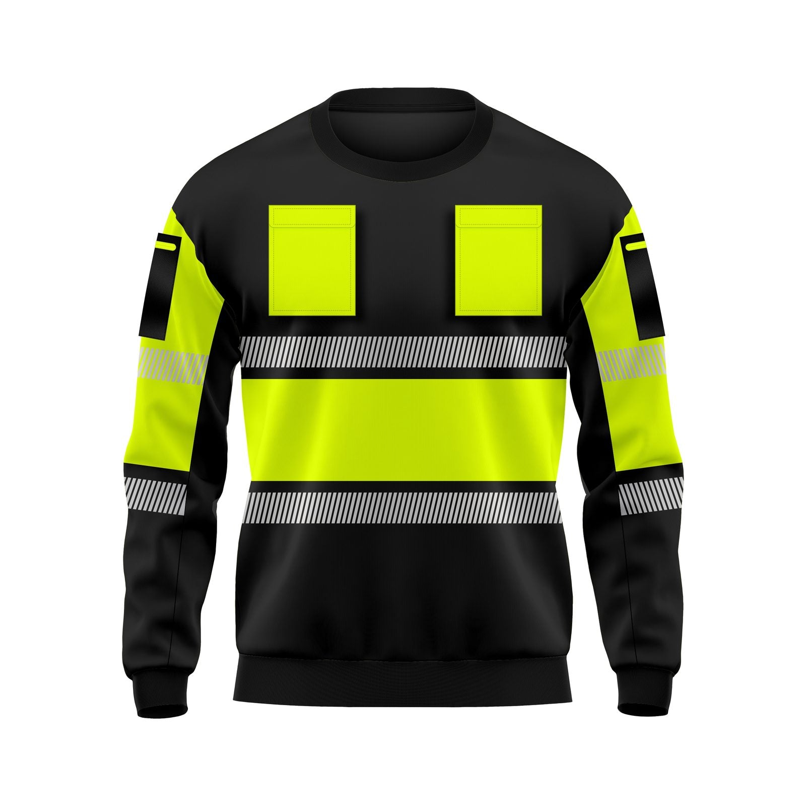 Yellow and Black Hi-Vis Long Sleeve Round Neck Sweatshirt - fabric detail