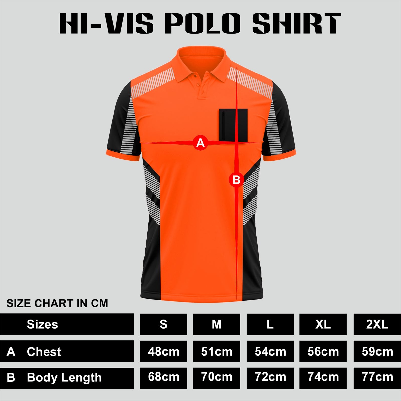 Hi-Vis Short Sleeve T-Shirt 805 - Orange/Black - model photo