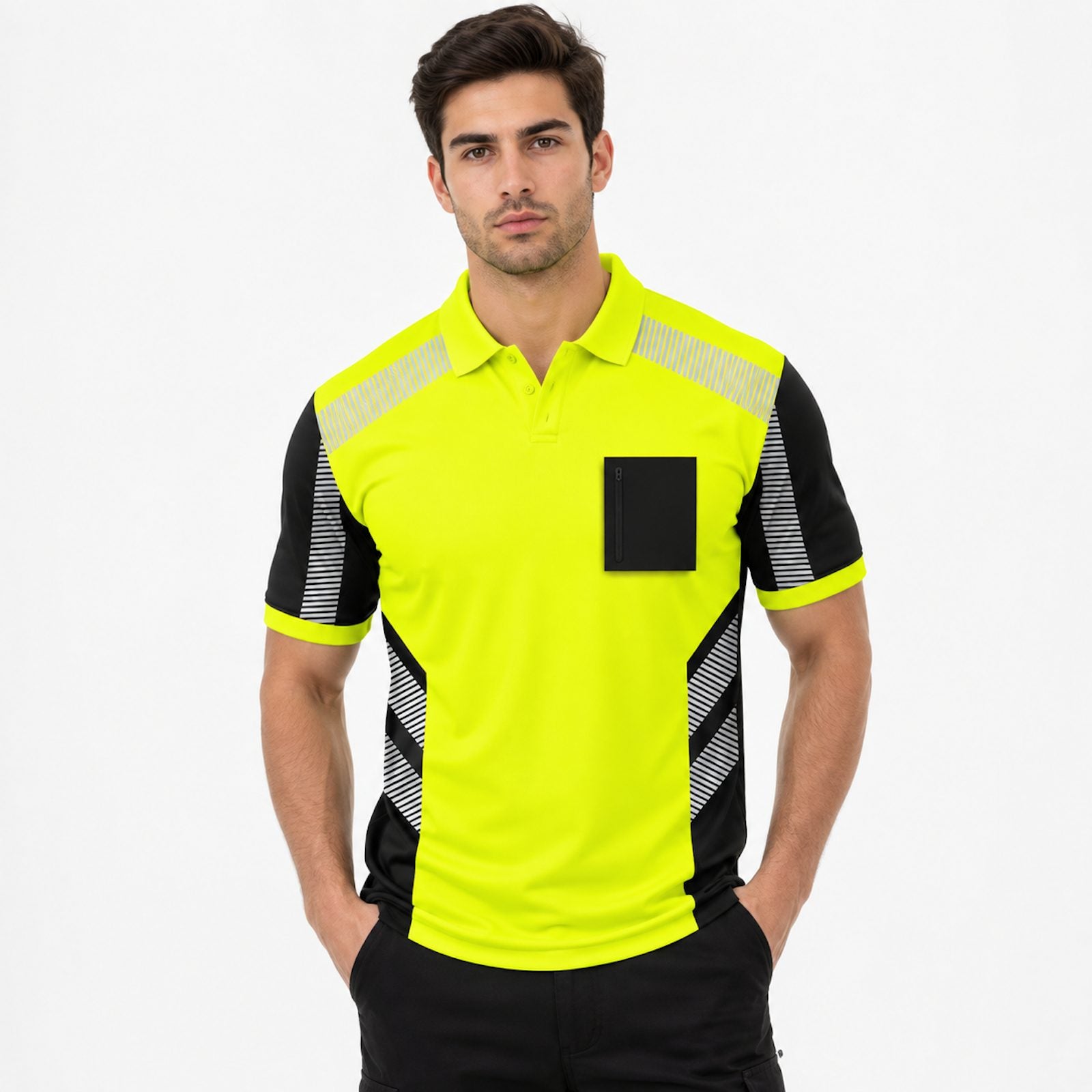 Hi-Vis Short Sleeve T-Shirt 805 - Yellow/Black - front view