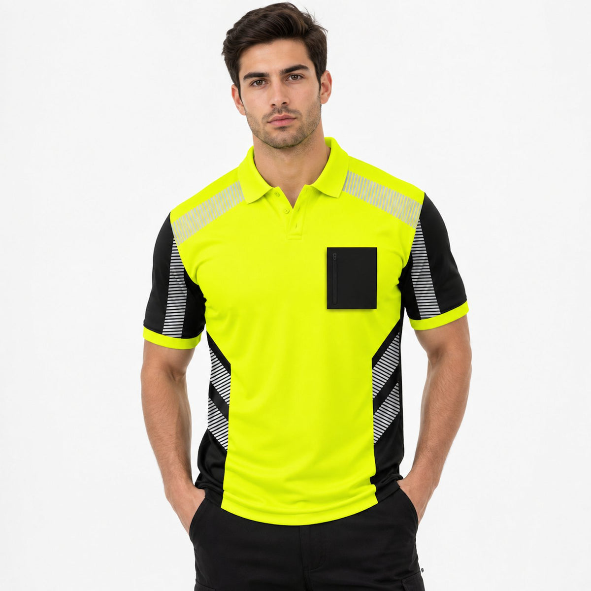 Hi-Vis Short Sleeve T-Shirt 805 - Yellow/Black - front view