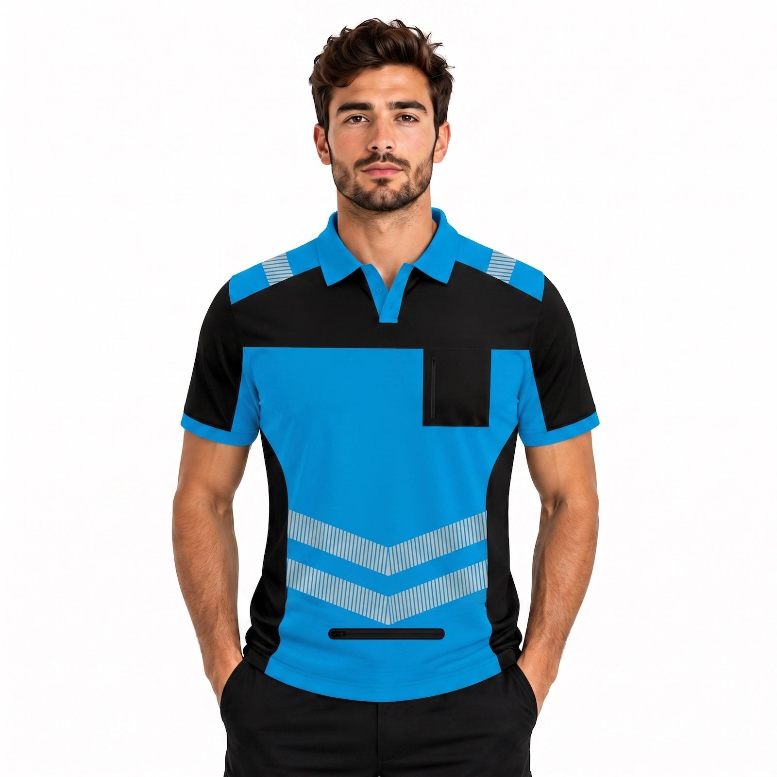Hi-Vis Short Sleeve T-Shirt 808 - Blue/Black - product view