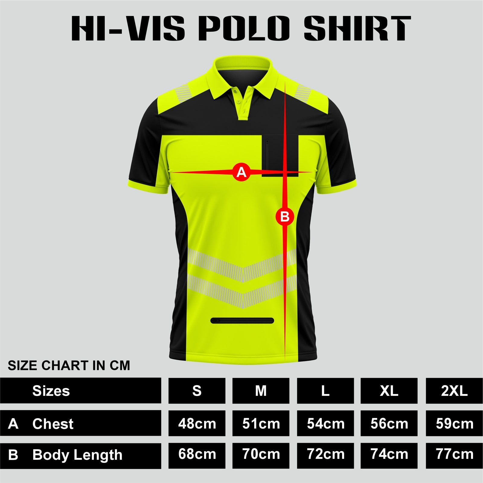 Hi-Vis Short Sleeve T-Shirt 808 - Yellow/Black - chest pocket detail