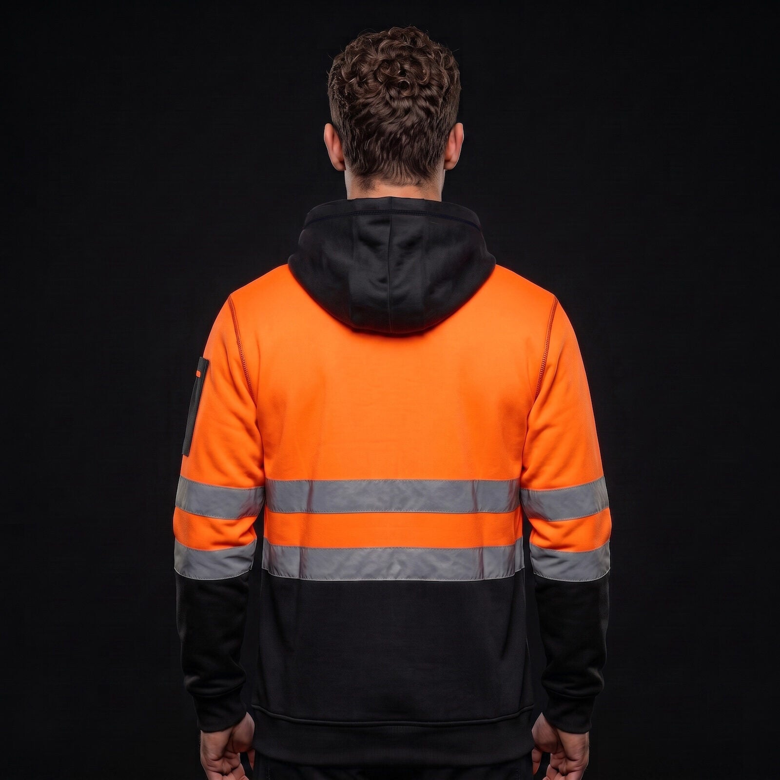 Orange Black Hi Vis Hoodie - Back View