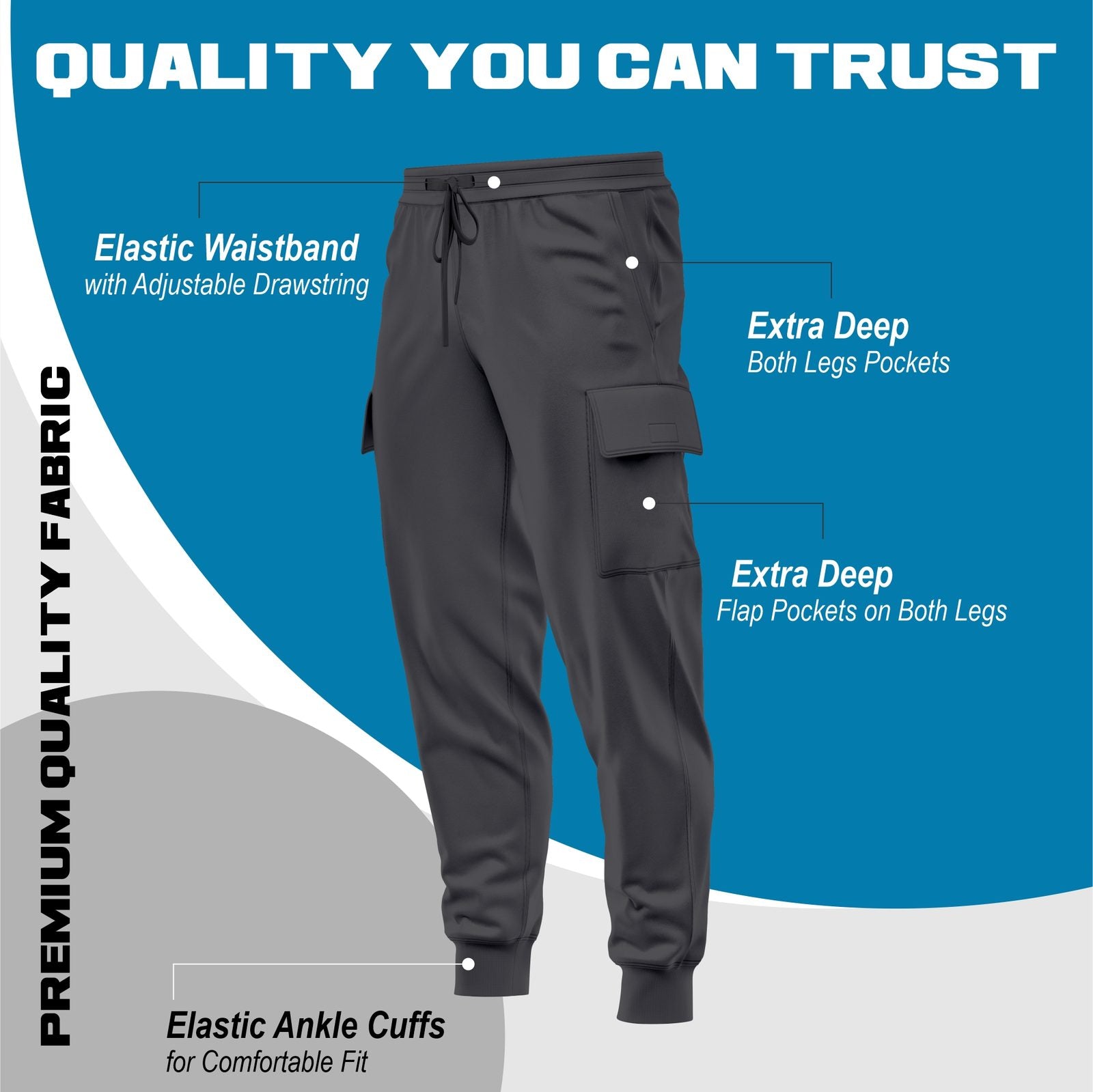 Toro Activa Kids PE Fleece Cargo Jog Pants - Charcoal TORO ACTIVA