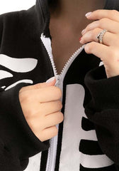 Toro Activa Ladies Skeleton Print Zip Up Onesie - Black - skeleton print detail