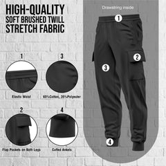 Mens Cargo Fleece Cuffed Slim Fit Track Pants - Charcoal - cargo pocket detail