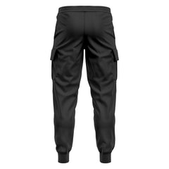 Mens Cargo Fleece Cuffed Slim Fit Track Pants - Charcoal - back view close-up