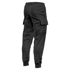 Mens Cargo Fleece Cuffed Slim Fit Track Pants - Charcoal - back view