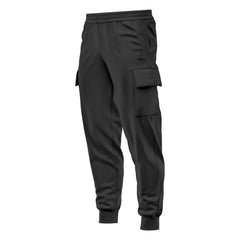 Mens Cargo Fleece Cuffed Slim Fit Track Pants - Charcoal - front view