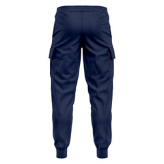 Mens Cargo Fleece Cuffed Slim Fit Track Pants - Light Blue - back view close-up