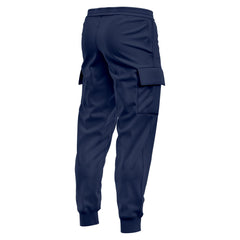 Mens Cargo Fleece Cuffed Slim Fit Track Pants - Light Blue - back view